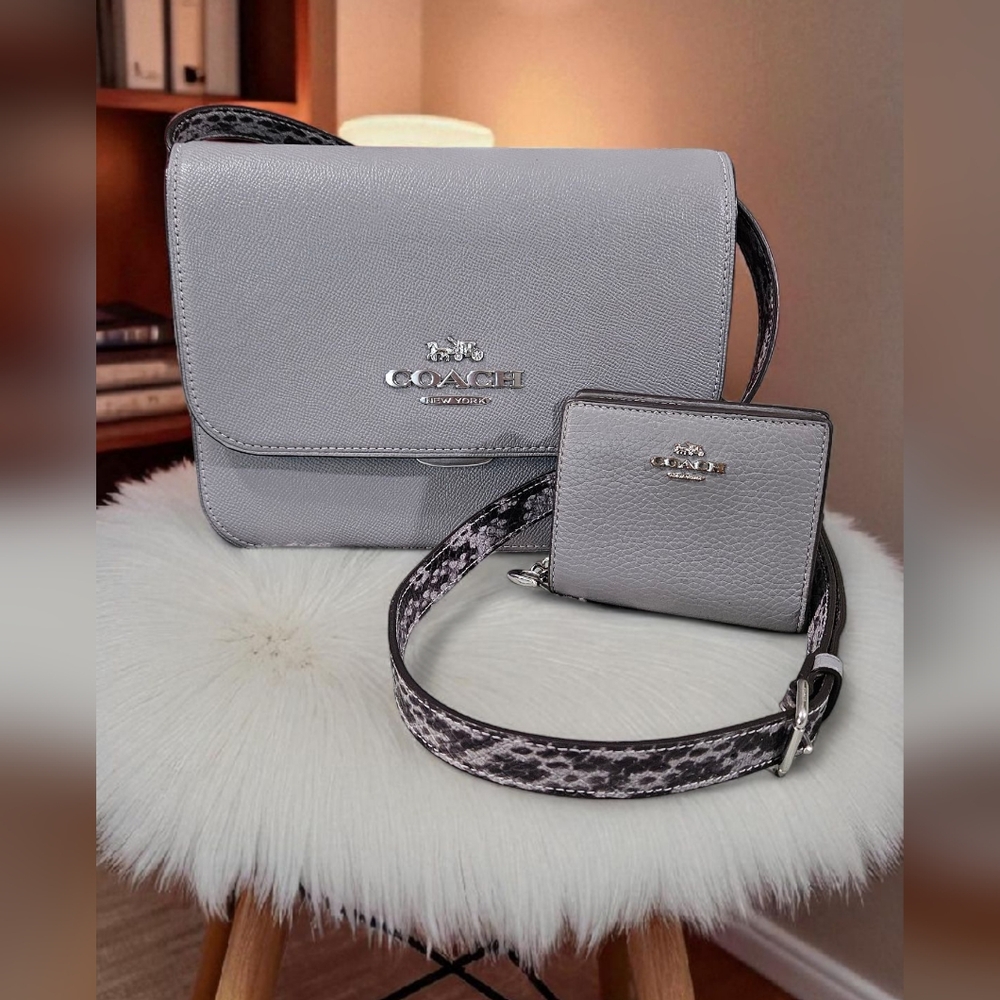 Coach Brynn 2021 NWOTs Gray Crossbody Bag and Wallet Set